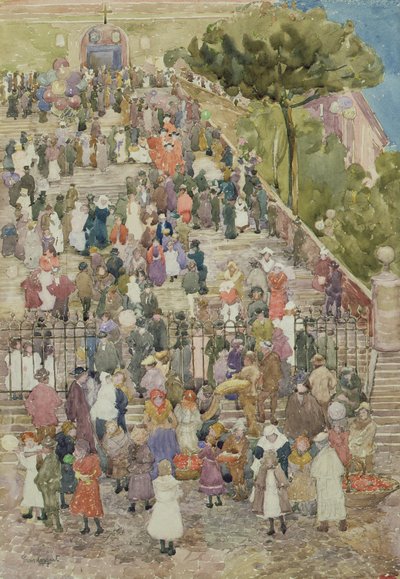Steps of Santa Maria Aracoeli, Rome, c.1898-99 by Maurice Brazil Prendergast